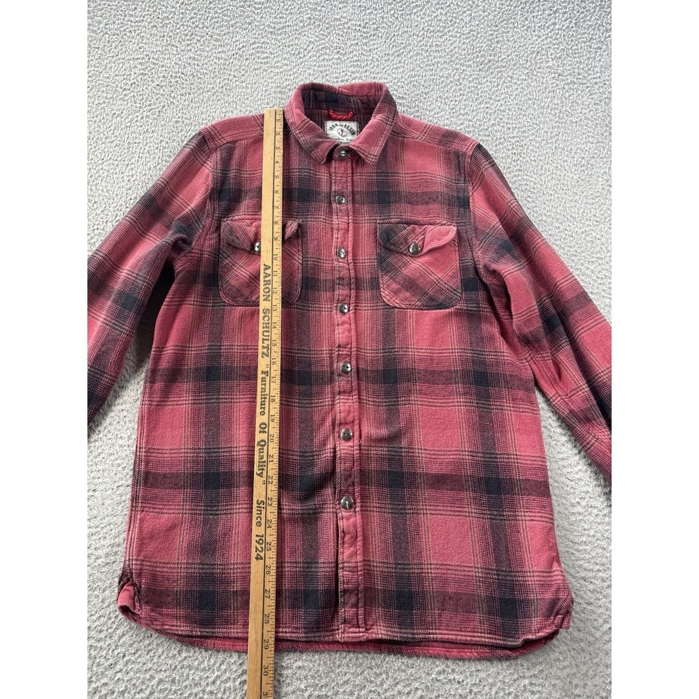Iron And Resin Rockland Flannel Shirt Mens Large Red Black Plaid Cotton USA - Picture 2 of 10